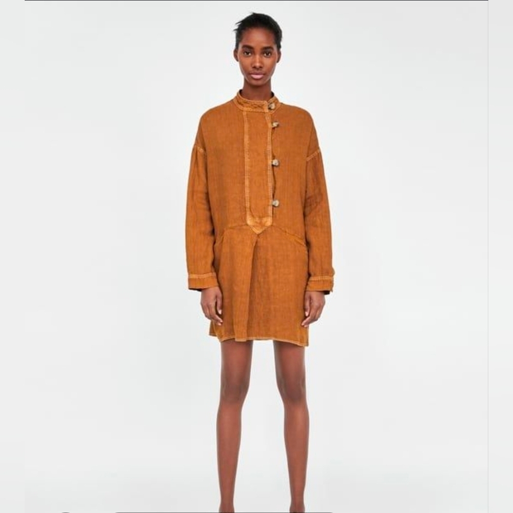 Zara Premium Denim Collection Oversized Linen Dress/Tunic Sz M